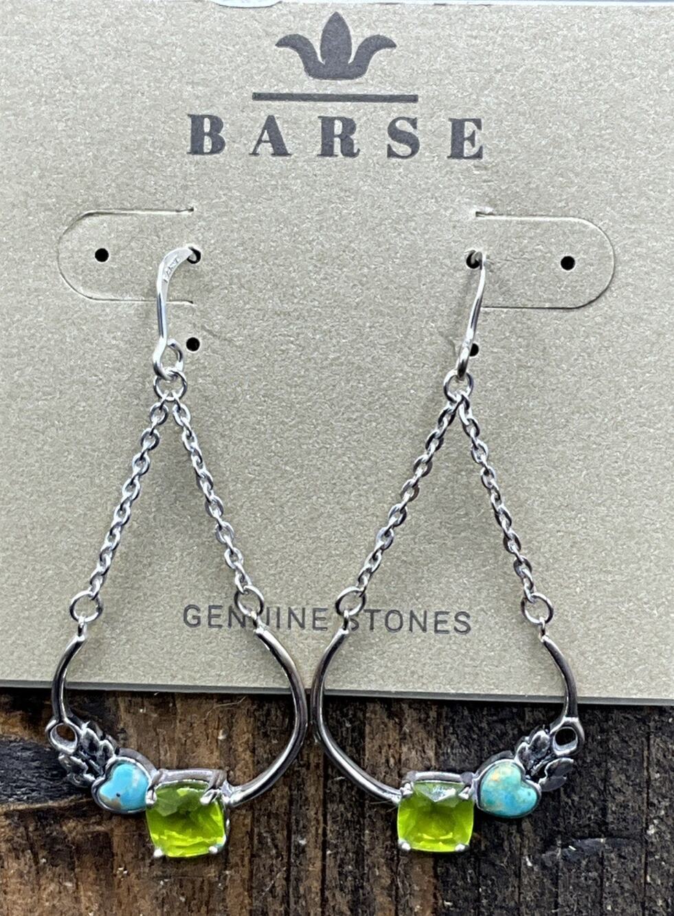 Barse Tangiers Earrings- Peridot & Turquoise - Silver- NWT